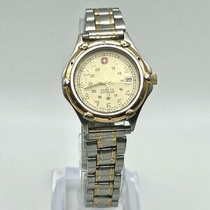 Vintage 90’s Wenger Diver SAK Design Silver and off White Ladies Watch Working